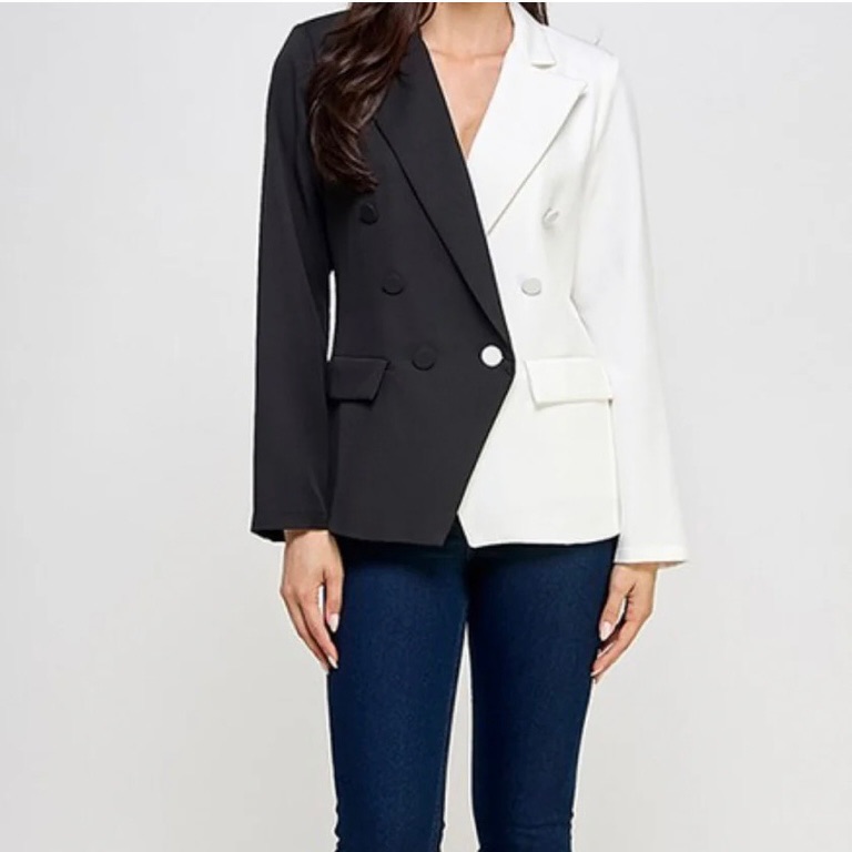 L’agence Kenzie Blazer In Black And Beige. Size 6.